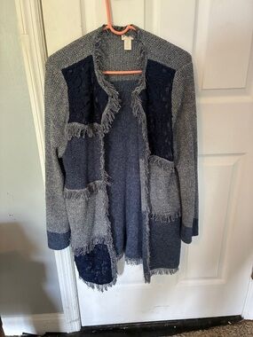 Chico's Two-Tone Gray and Navy Cardigan